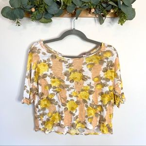 F21 Contemporary Floral Crop Top